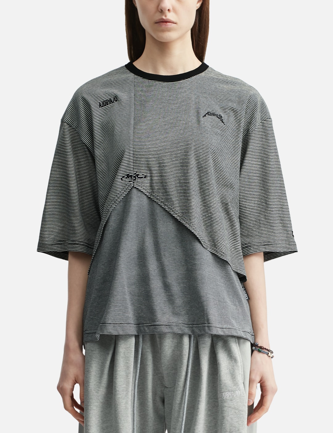 Paneled Stripe Cropped T-Shirt view 18
