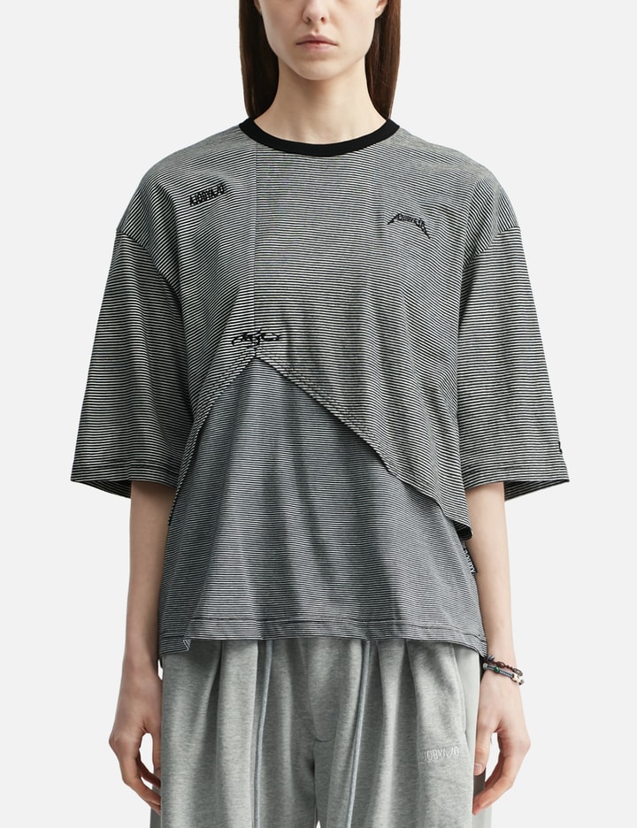 Paneled Stripe Cropped T-Shirt view 3