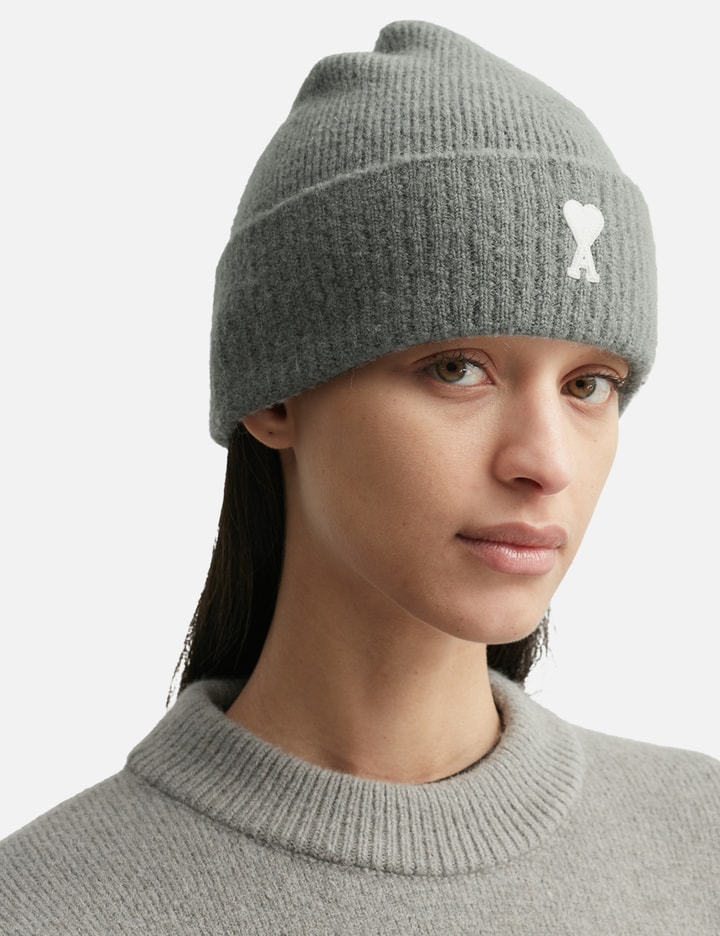 Ami Alexandre Mattiussi Alpaca Striped Ami De Coeur Beanie In Gray