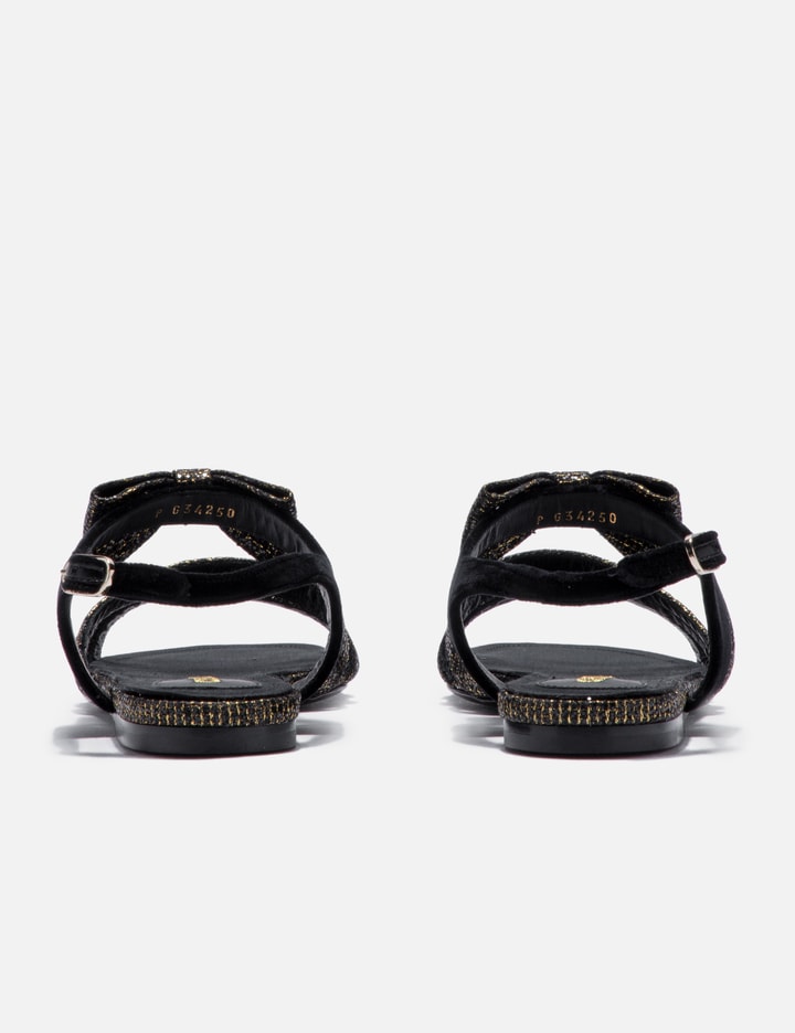 Pre-owned Chanel Golden Sandal With Ribbon In Black