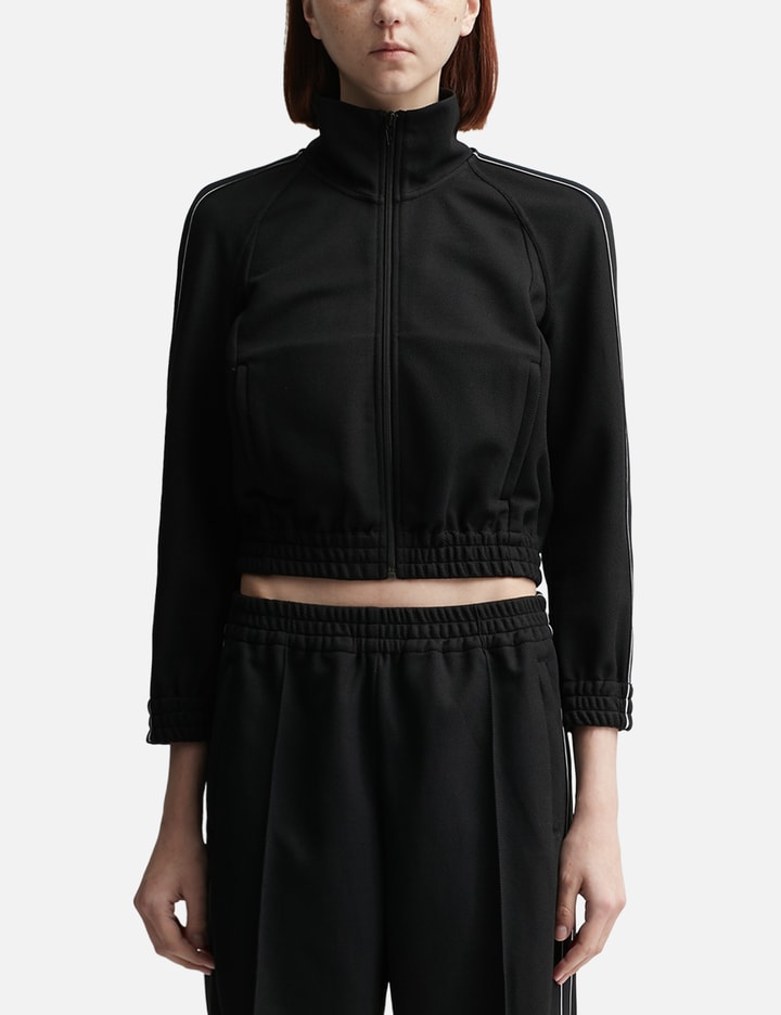Cropped Track Jacket With Logo Tape In Pique