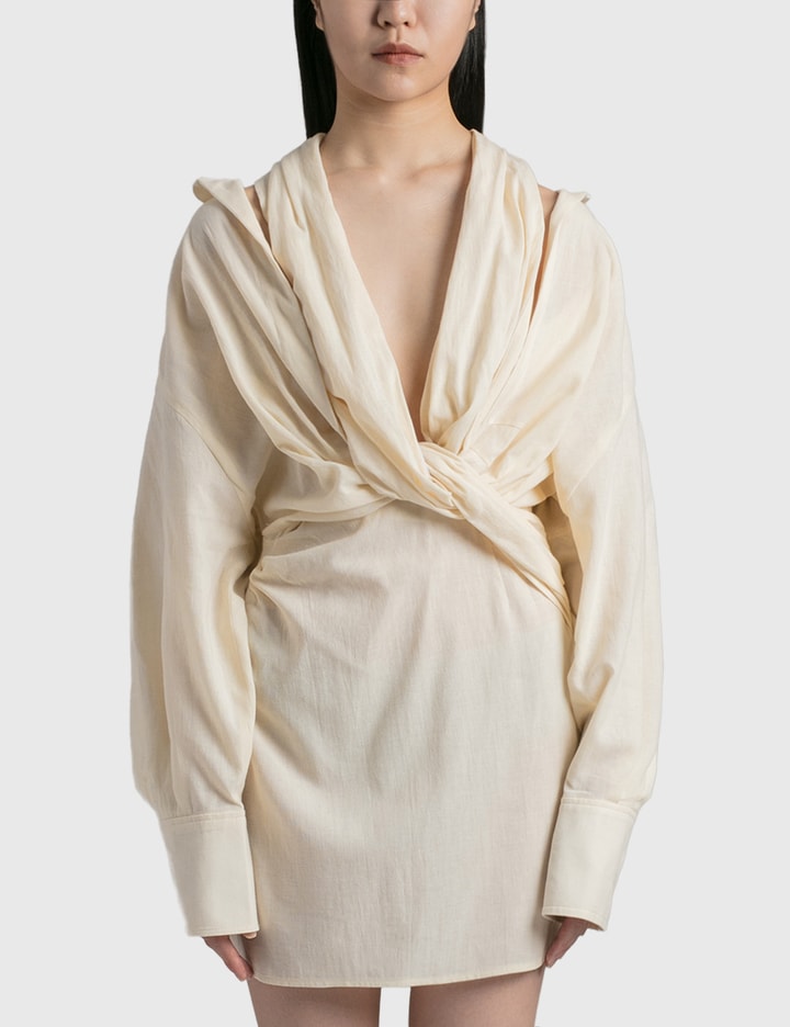 jacquemus cream dress JACQUEMUS Le Raphia 'La Robe Bikini' Midi Dress