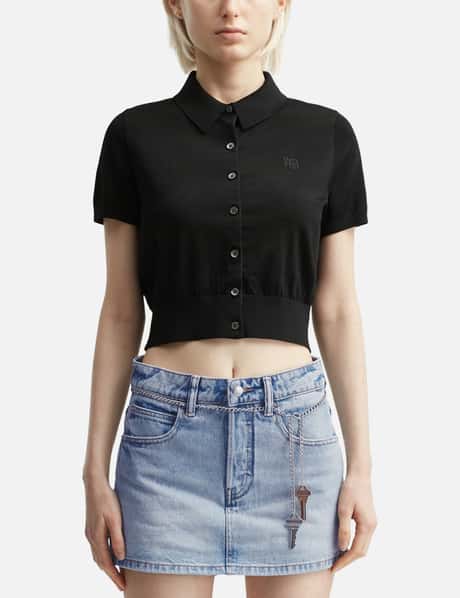 T By Alexander Wang Logo Embroidered Cardigan