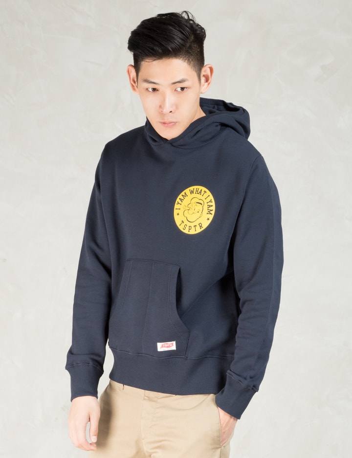 Navy Popeye Patch Print Hoodie Placeholder Image