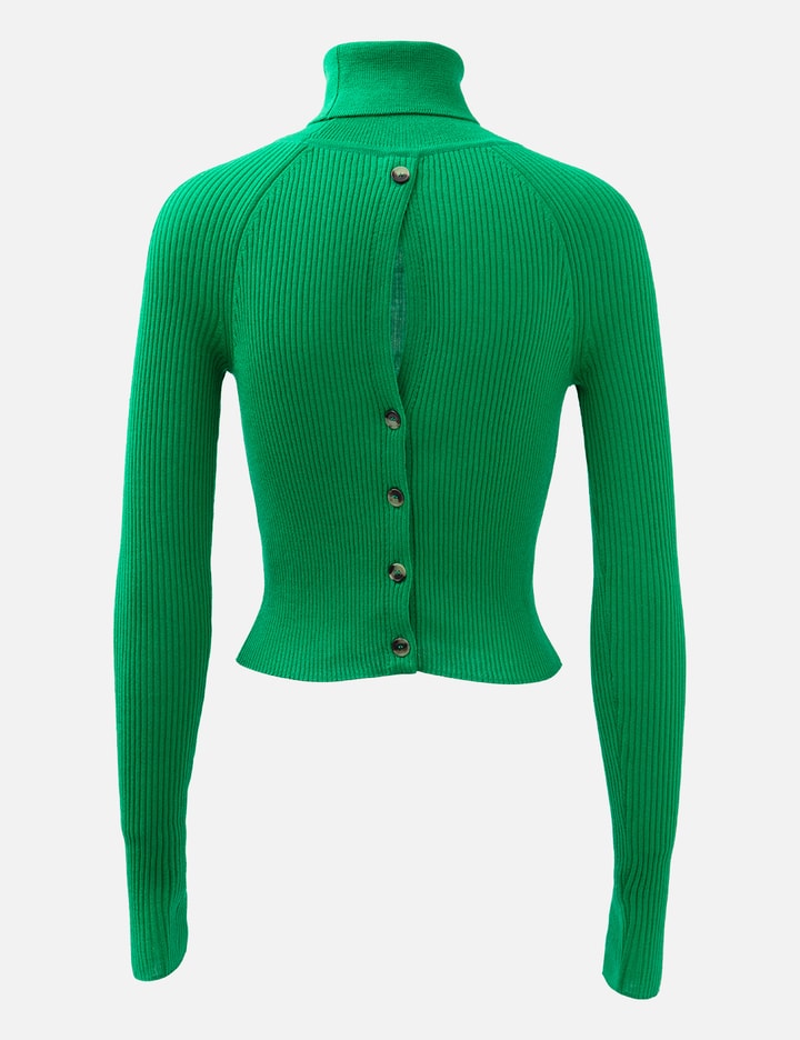 Recto Signature Open Back Detail Roll Neck Sweater In Green