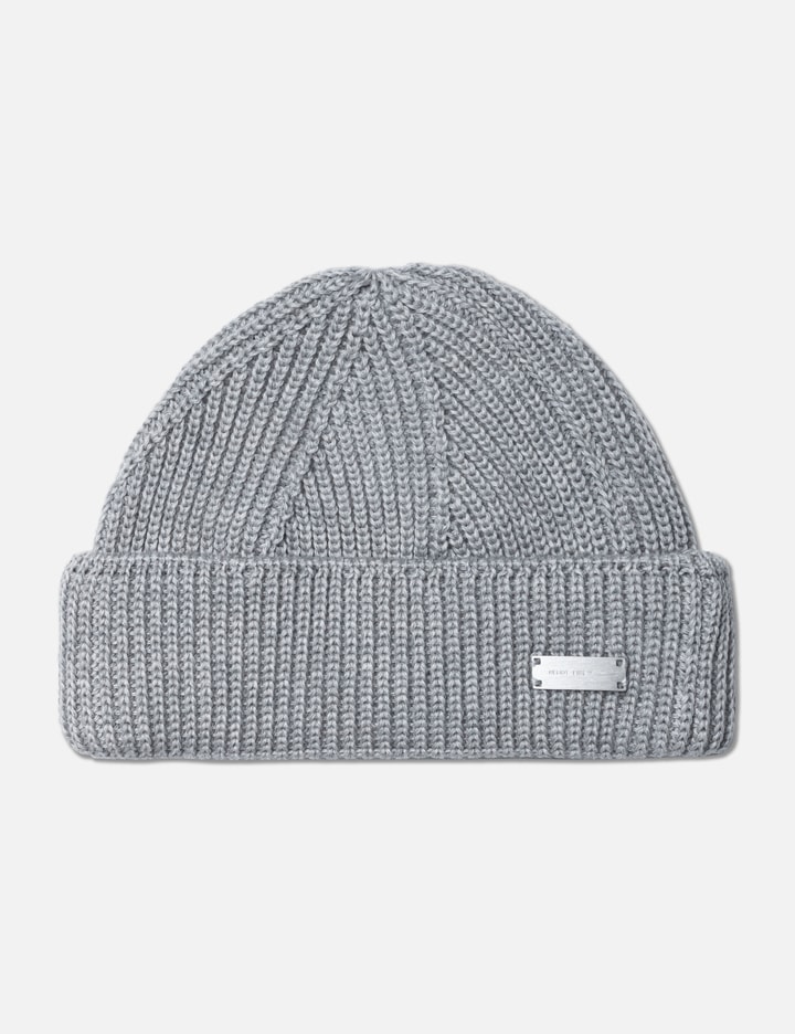 Heliot Emil Beanie With Metal Plate Logo In Gray