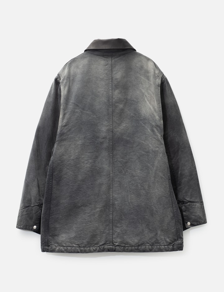 Leather-Trimmed Garment-Dyed Organic Cotton-Canvas Jacket Placeholder Image