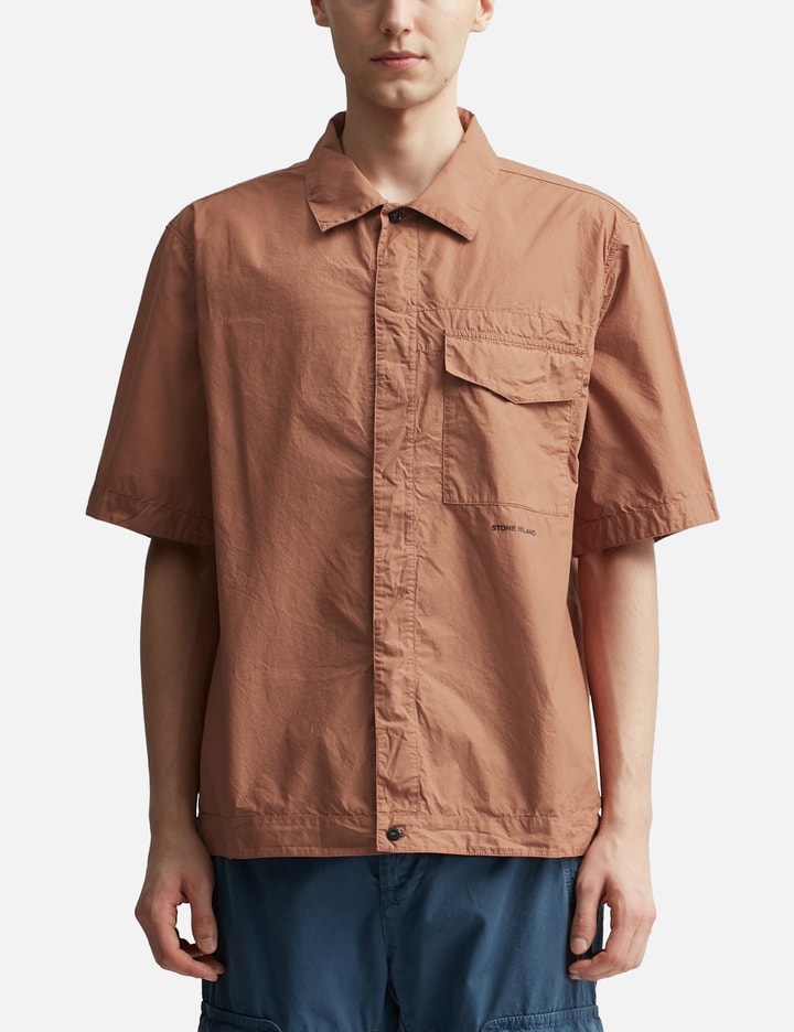 Shop Stone Island Comfort Fit Short-sleeve Overshirt In Orange