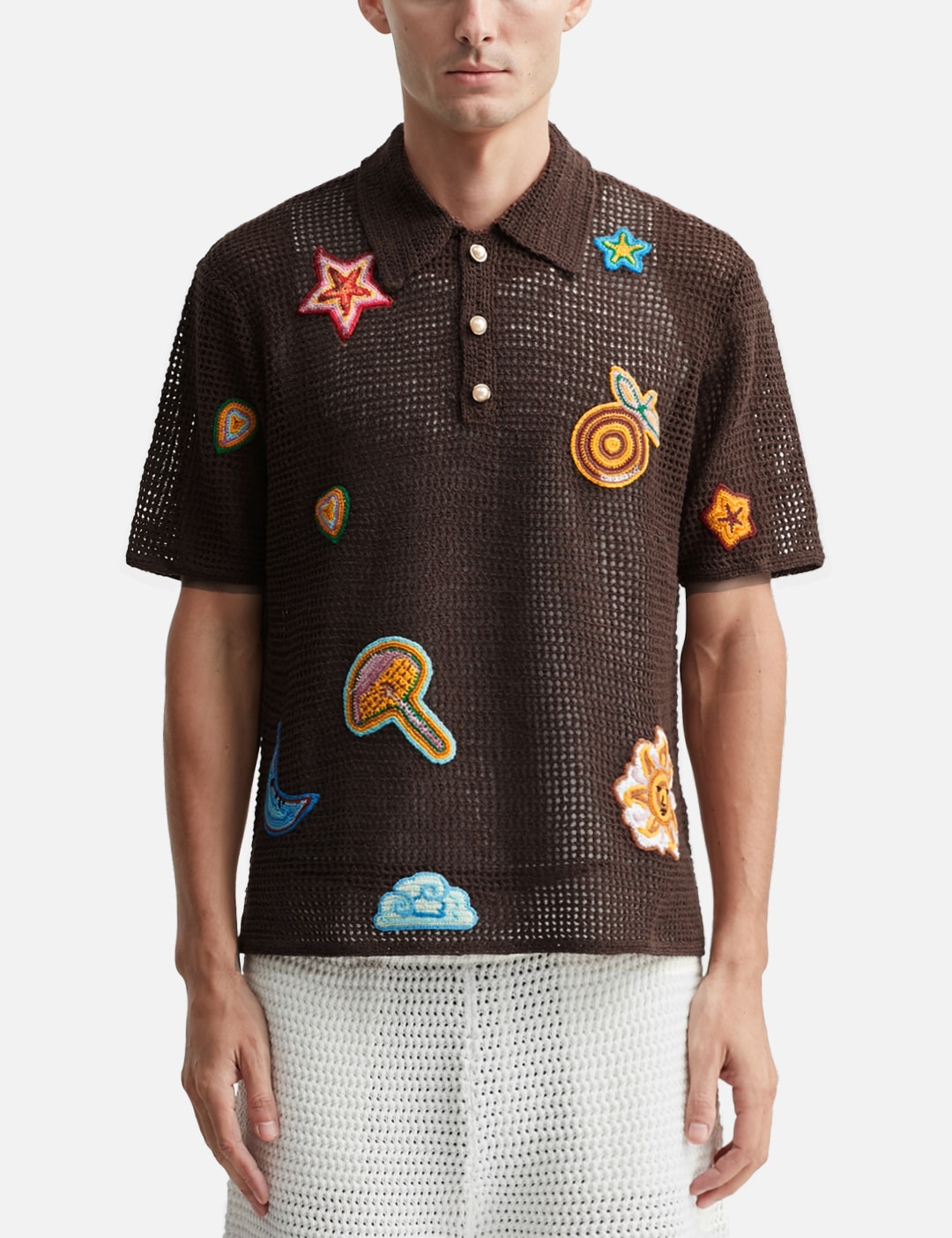 Motif Crochet Polo Shirt view 12