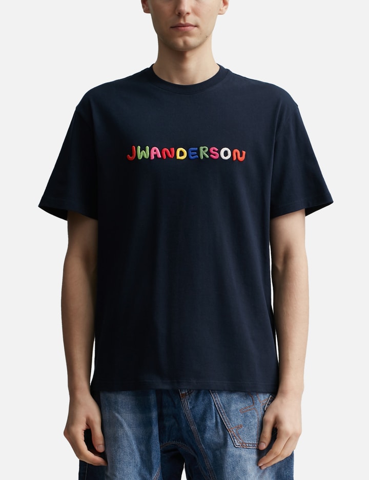 Shop Jw Anderson Logo Embroidered T-shirt In Blue