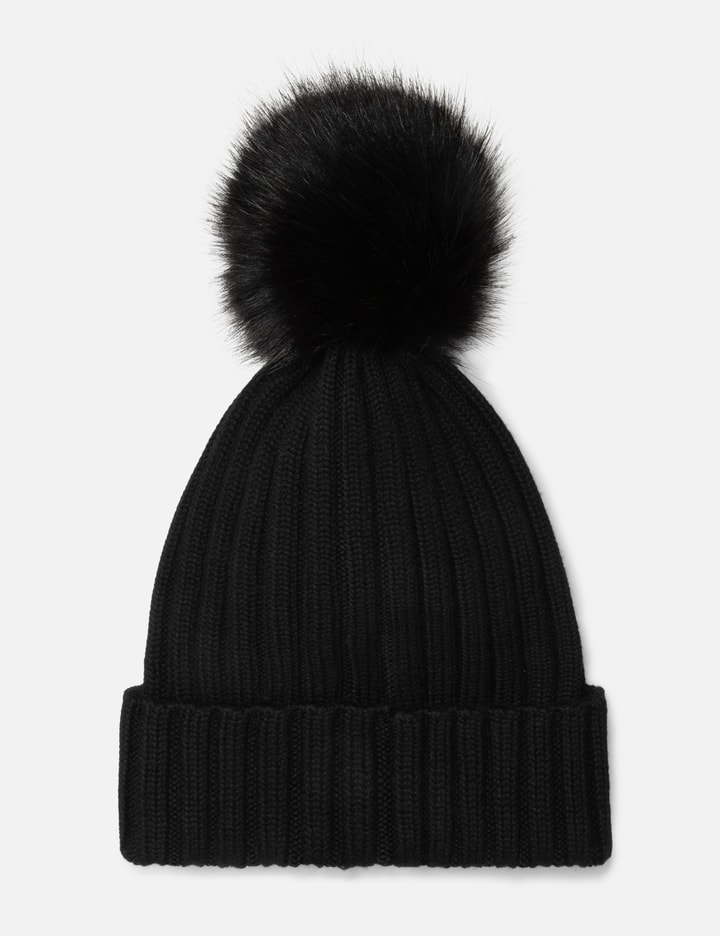 BLACK WOOL BEANIE WITH POM POM Placeholder Image