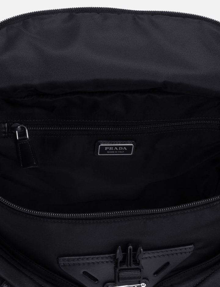 Shop Prada Re-nylon And Leather Shoulder Bag In Black