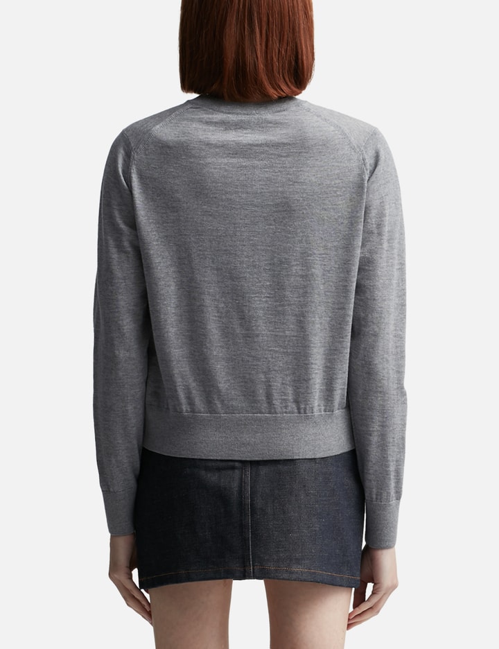 Maison Kitsuné Cropped Wool Cardigan With Ribbed Cuffs And Hem In Grey