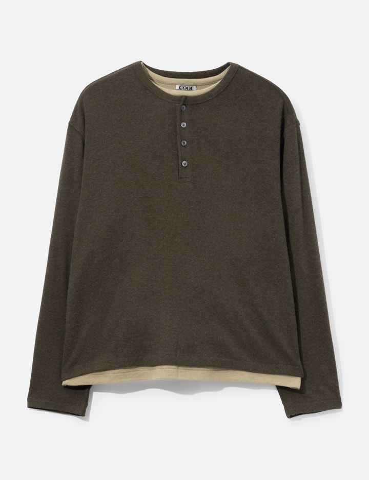 COOR Hairy Henley Neck Layered T-Shirt