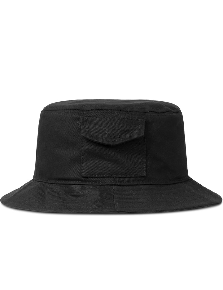 Black Pocket Bucket Hat with Palm Print Lining Placeholder Image