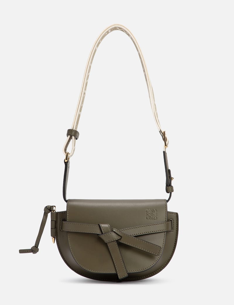 LOEWE Mini Gate Dual Bag in Soft Calfskin and Jacquard Strap | MARAIS