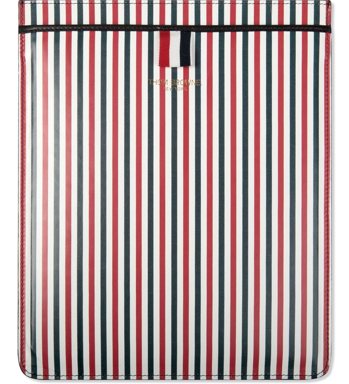 Blue/White Striped Print Calfskin Leather iPad Case Placeholder Image