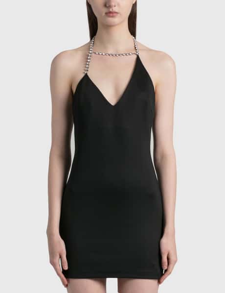 Area - Asymmetrical Crystal Halter Mini Dress | HBX