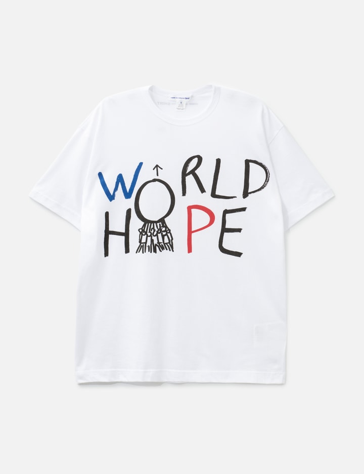 CDG Shirt World Hope OVS Short Sleeves T-Shirt