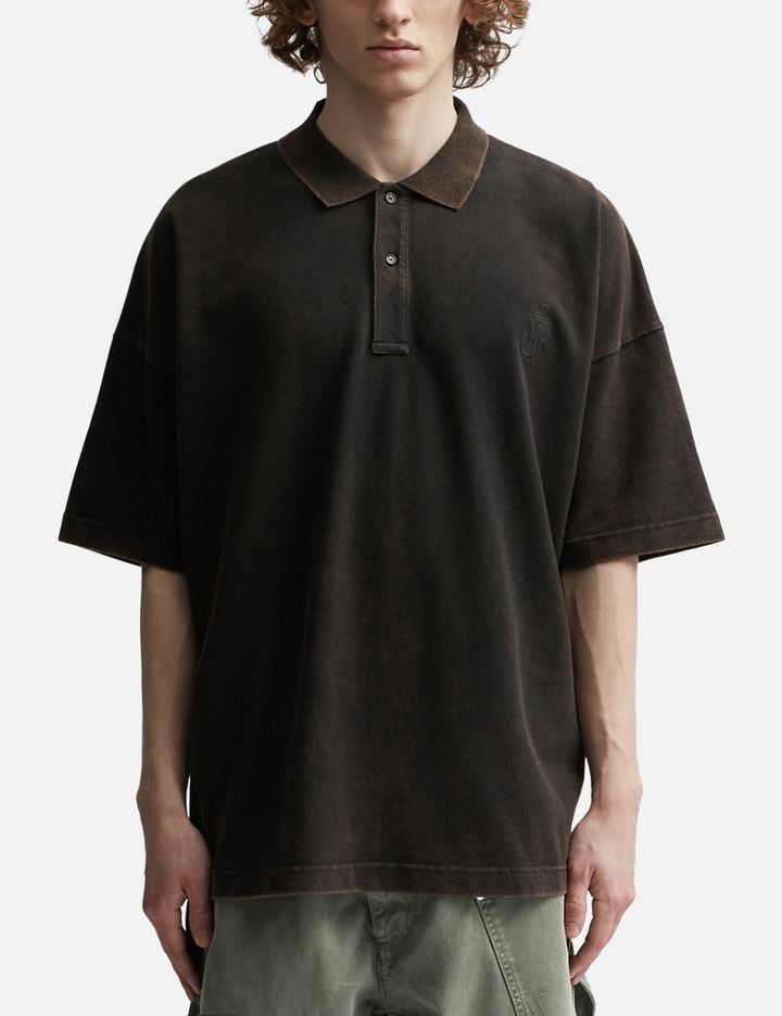 Shop Jw Anderson Polo Shirt With Logo Embroidery In Brown