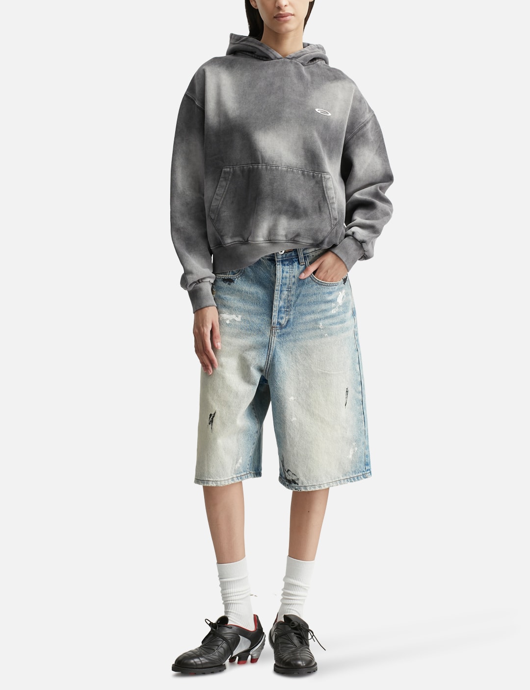 Dirty Mid Blue Baggy Shorts view 12