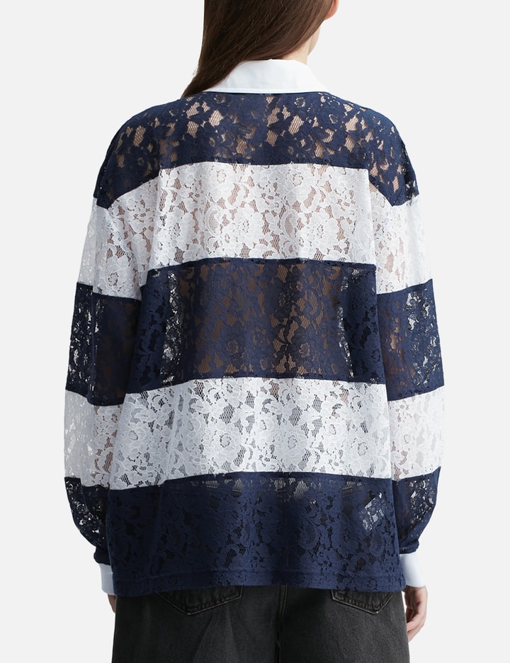 Navy Lace Stripe Piqué Top Placeholder Image