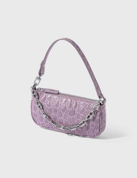 BY FAR - Mini Rachel Lilac Croco Embossed Leather Bag | HBX