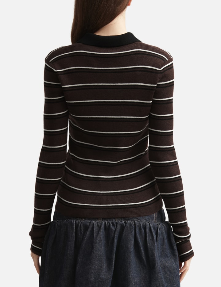 Ganni Polo Shirt In Striped Merino