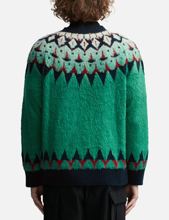 Shop Sacai Jacquard Knit Cardigan In Green