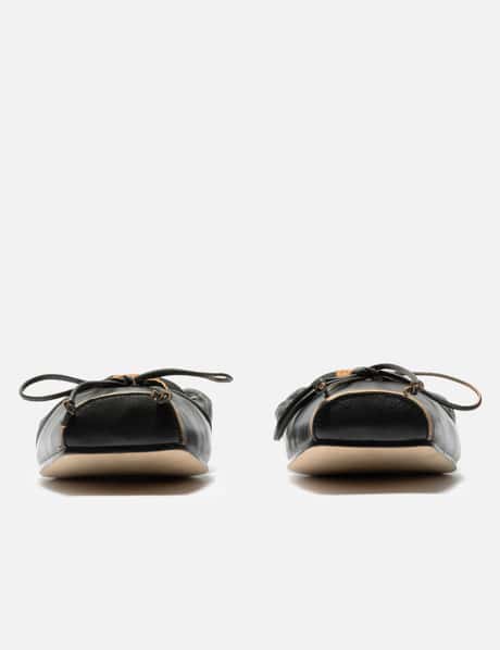 Square-Toe Leather Ballerina Shoes view 8