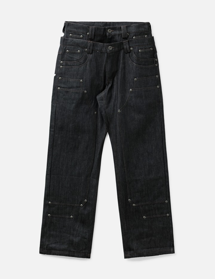 "Gideon" Double-Layered Workpants In Japanese Raw Blue Denim