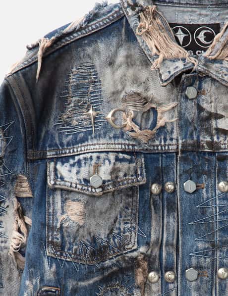 Hard-Washed Damaged Denim Jacket view 17