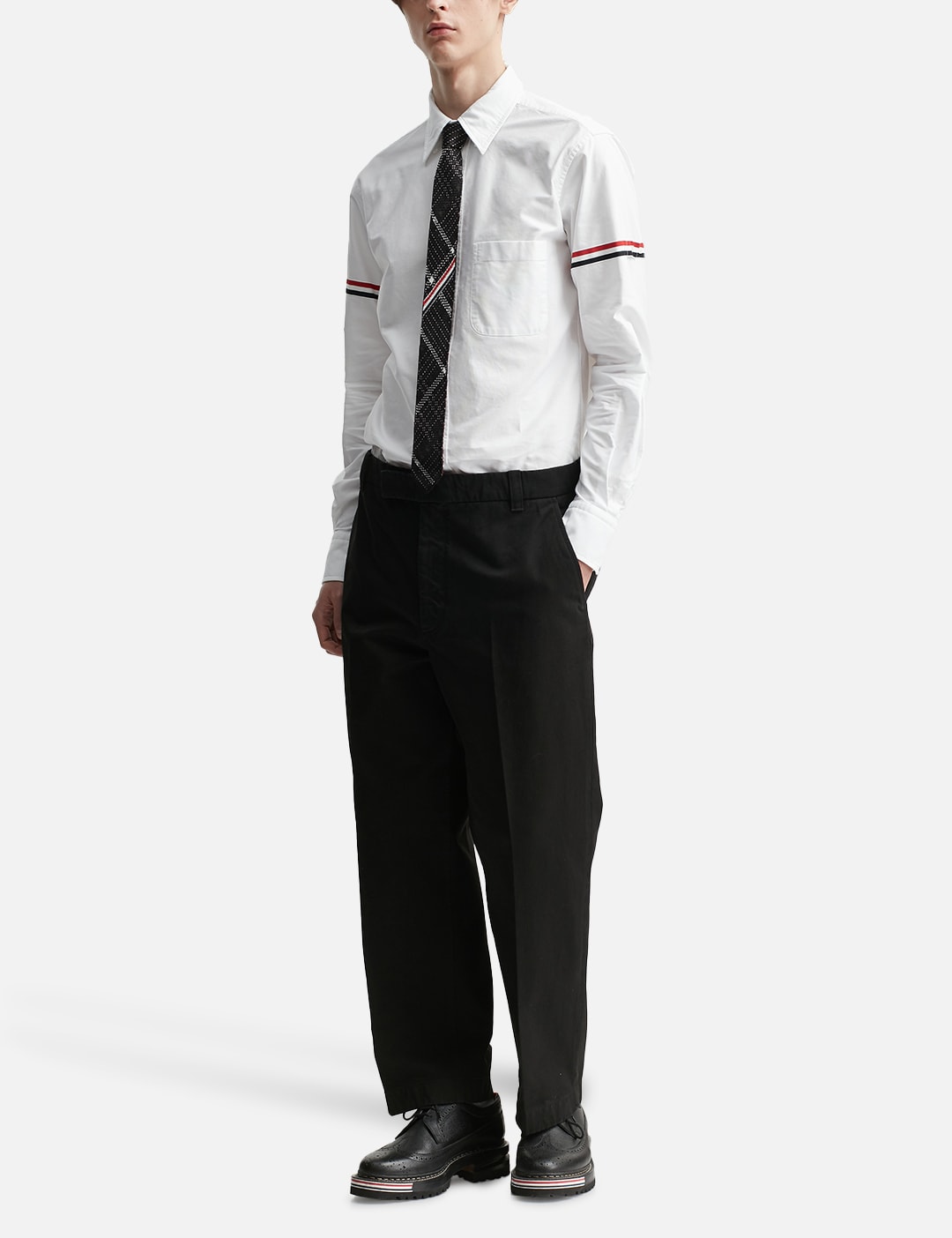 White Oxford Striped Grosgrain Armband Classic Shirt view 15