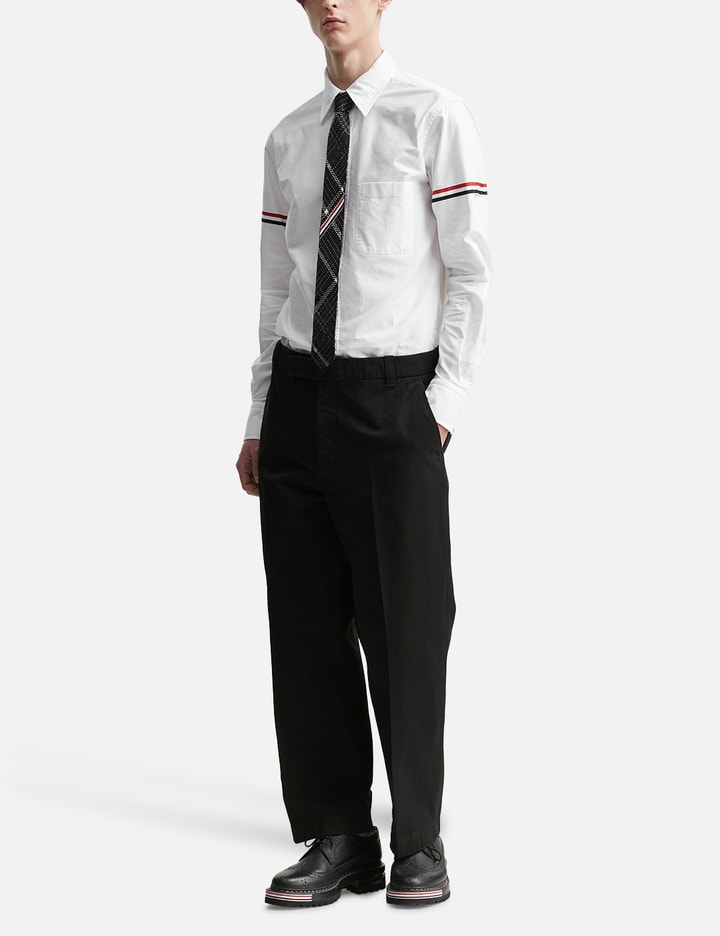 White Oxford Striped Grosgrain Armband Classic Shirt Placeholder Image