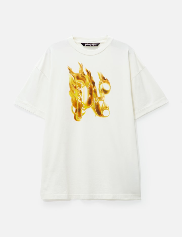 Palm Angels Metallic Logo-print Cotton-jersey T-shirt In White