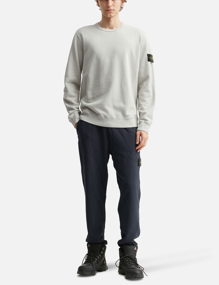Stone Island Brushed Organic Cotton Fleece Sweatshirt With Ribbed Inserts In White