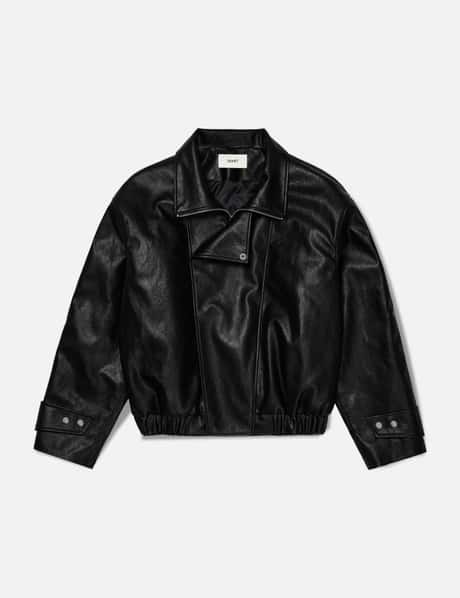 DEINET Faux Leather Bomber Jacket