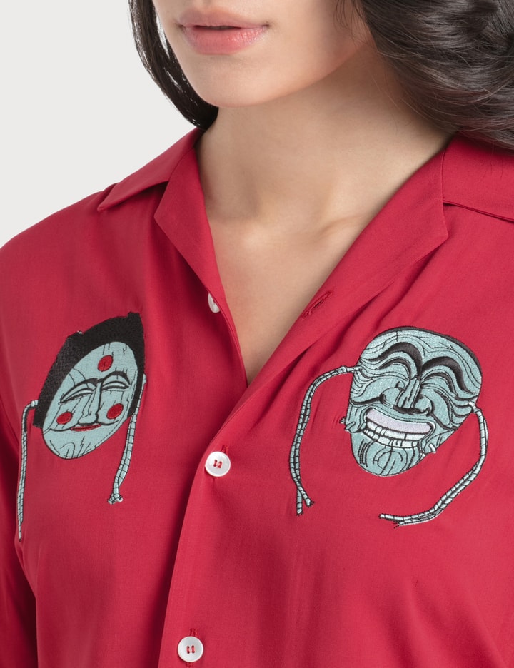 Masks Embroidery Bowling Shirt Placeholder Image