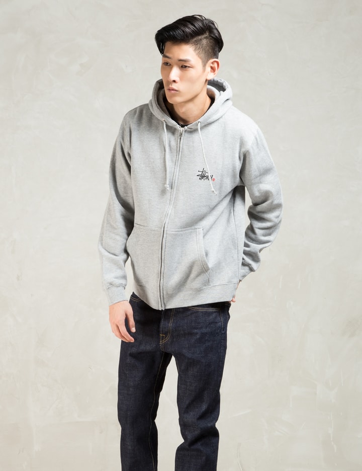 Grey Basic Logo Zip Hoodie Placeholder Image