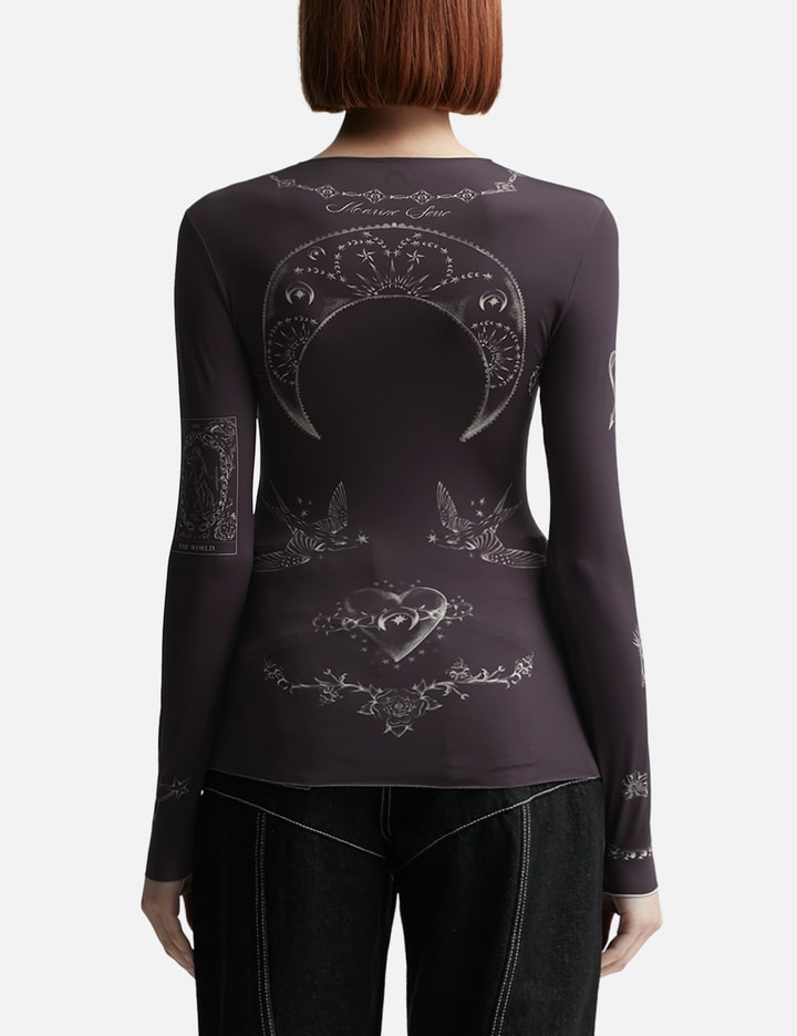 Tattoo Printed Jersey Second Skin Crewneck Top Placeholder Image