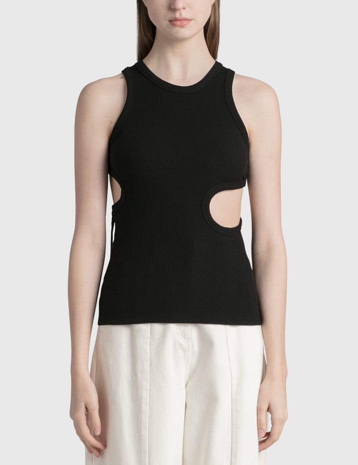 Circular Cut-Outs Sleeveless Jersey Top Placeholder Image