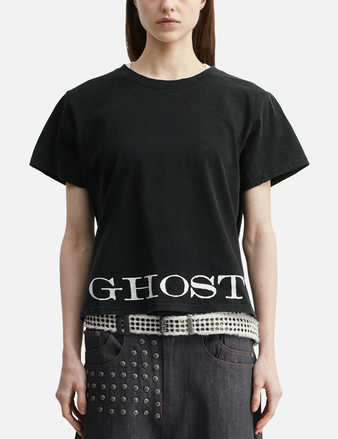 "Caspian" Ghost Fitted T-Shirt In Washed Black view 18