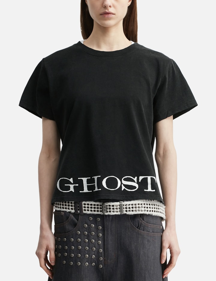 "Caspian" Ghost Fitted T-Shirt In Washed Black view 3