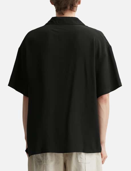 Black Short Sleeve Dancing Woman Silk Shirt view 13