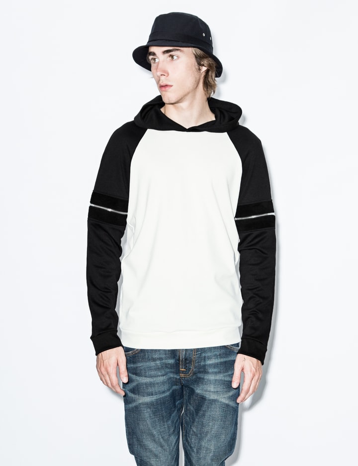 White/Black Fredo Hoodie with Zipper Detail Placeholder Image