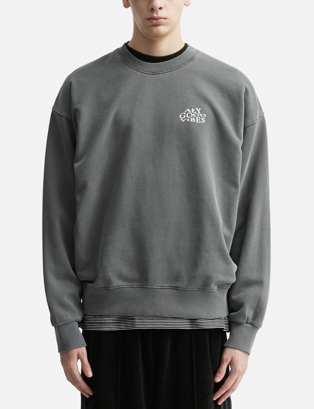 "Allergic To Negativity Grey Washed" Crewneck view 18