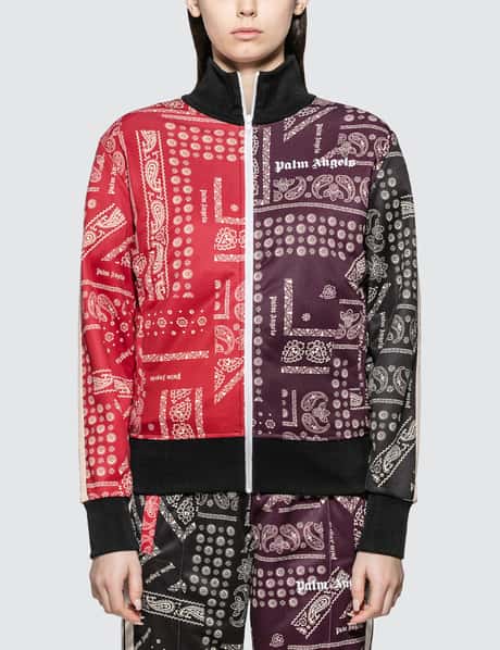 Mens Jackets Palm Angels Black Bandana Track Jacket Palm Angels