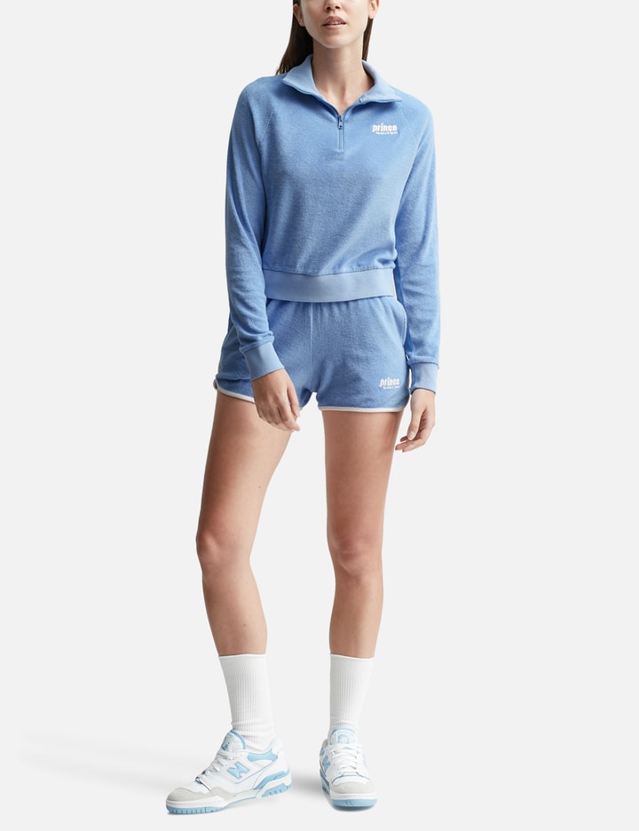 Sporty & Rich Brune Embroidered Jersey Shorts in Blue
