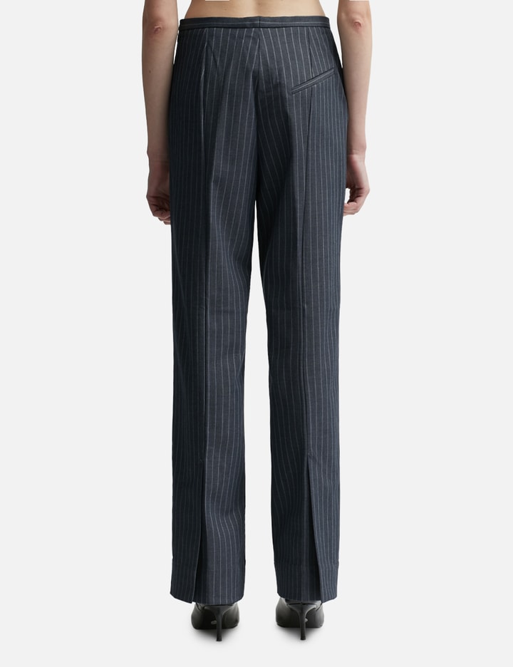 Ganni - Stretch Stripe Mid Waist Pants - Pants - Gray Pinstripe