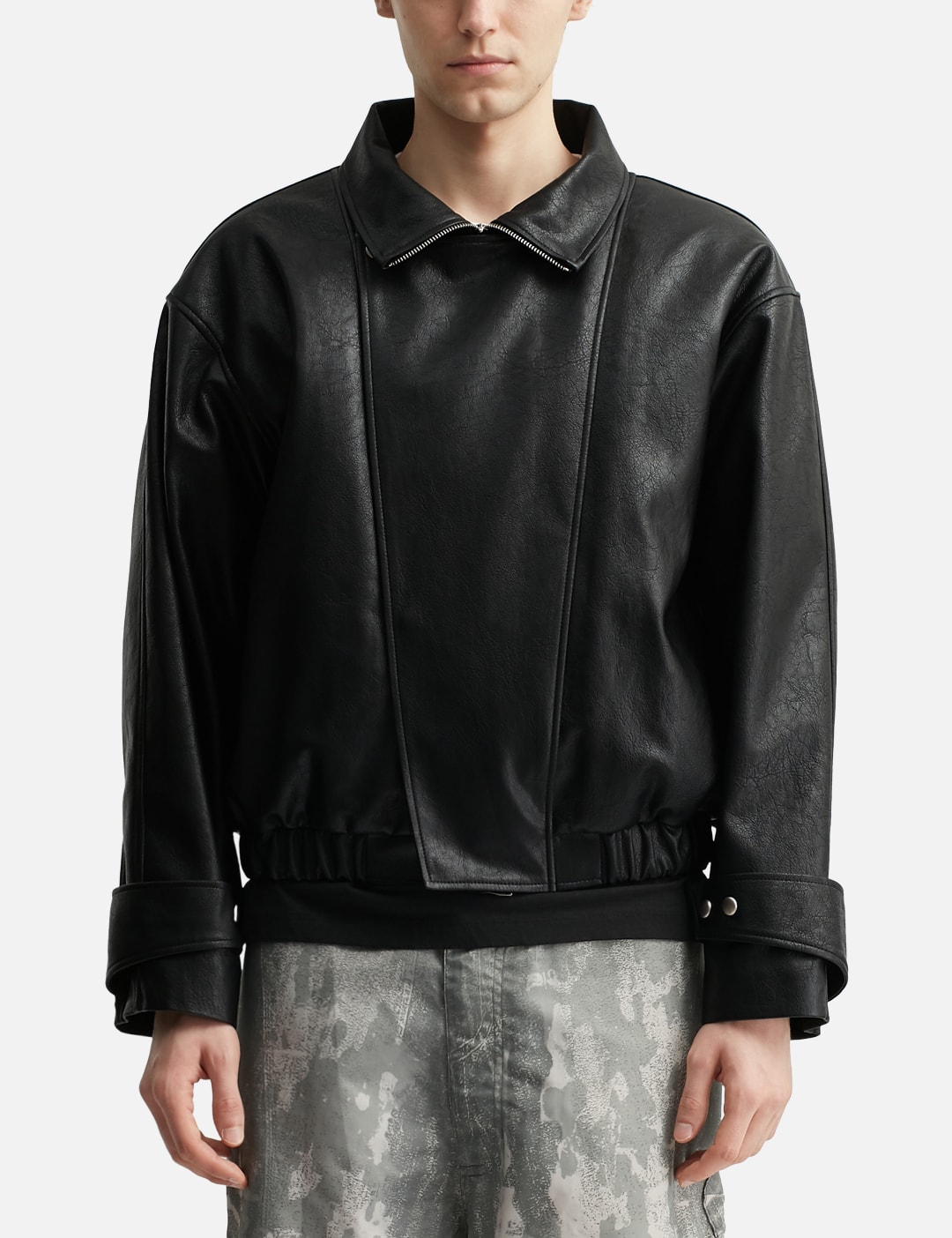 Faux Leather Bomber Jacket view 16